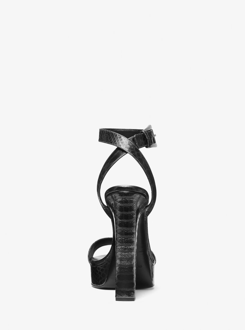 Sandale Michael Kors Anabelle Python Embossed Leather Platform Sandal Femme Grise | 8156USOQT