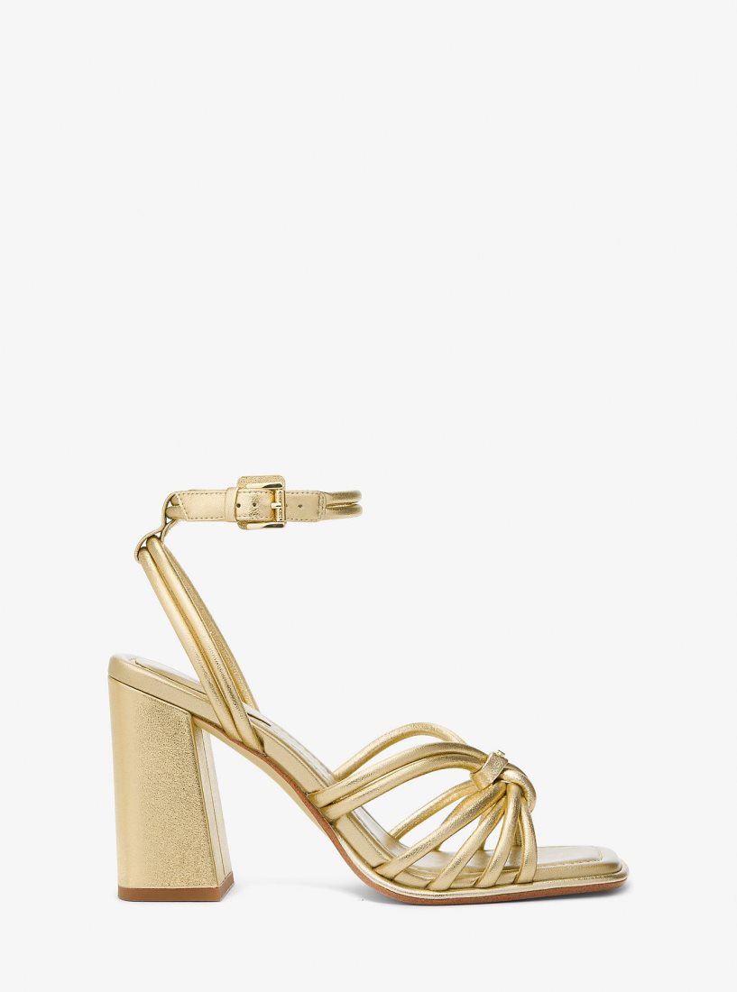 Sandale Michael Kors Astra Metallic Leather Sandal Femme Doré | 1873GYXIM