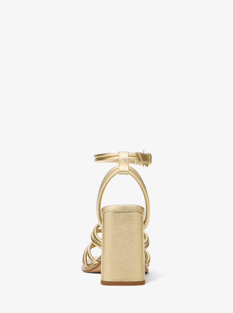 Sandale Michael Kors Astra Metallic Leather Sandal Femme Doré | 1873GYXIM