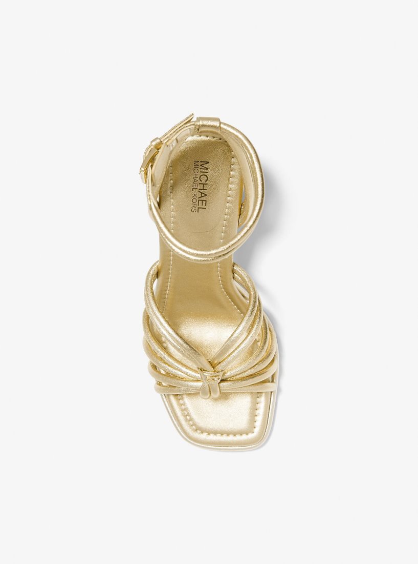 Sandale Michael Kors Astra Metallic Leather Sandal Femme Doré | 1873GYXIM