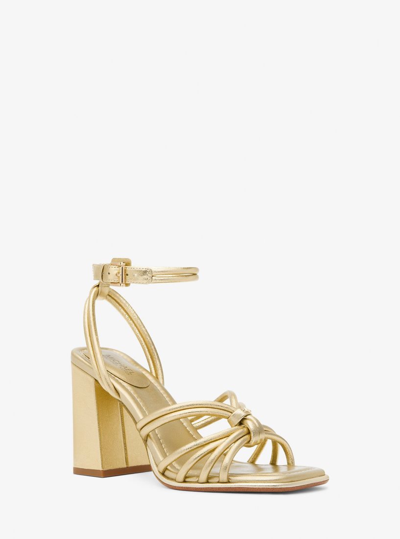 Sandale Michael Kors Astra Metallic Leather Sandal Femme Doré | 1873GYXIM