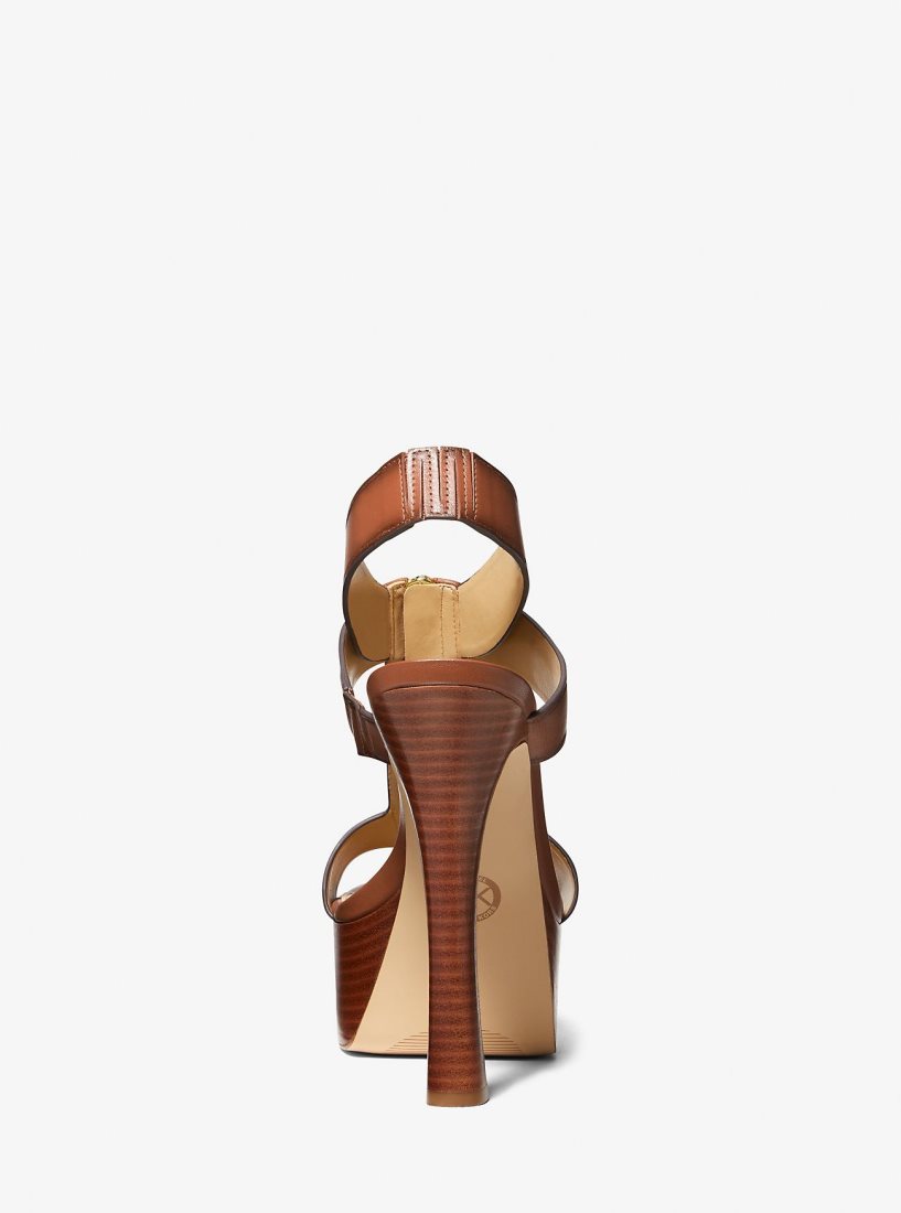 Sandale Michael Kors Berkley Leather Platform Sandal Femme Luggage | 0196NOSHF
