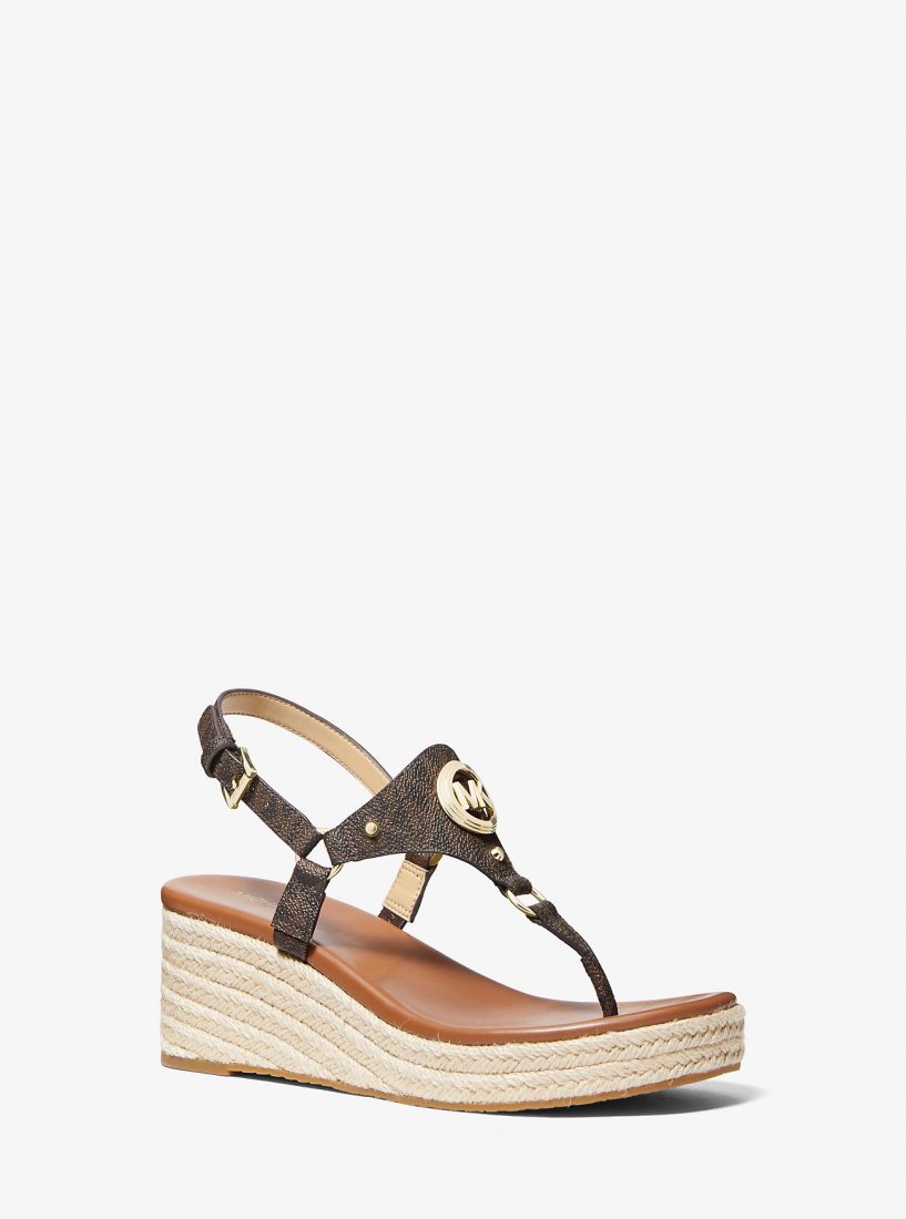 Sandale Michael Kors Casey Signature Logo Wedge Sandal Femme Marron | 7831ZLWON