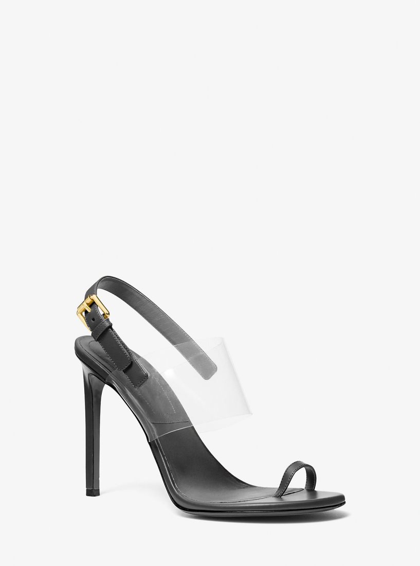 Sandale Michael Kors Catherine Leather and Vinyl Sandal Femme Noir | 4209XLGJO