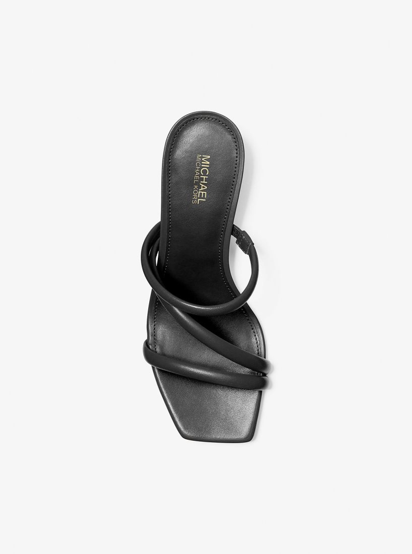 Sandale Michael Kors Celia Leather Kitten Sandal Femme Noir | 8539CUPRY