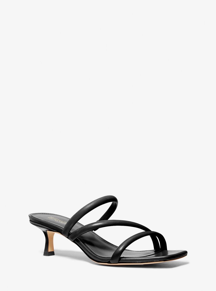 Sandale Michael Kors Celia Leather Kitten Sandal Femme Noir | 8539CUPRY