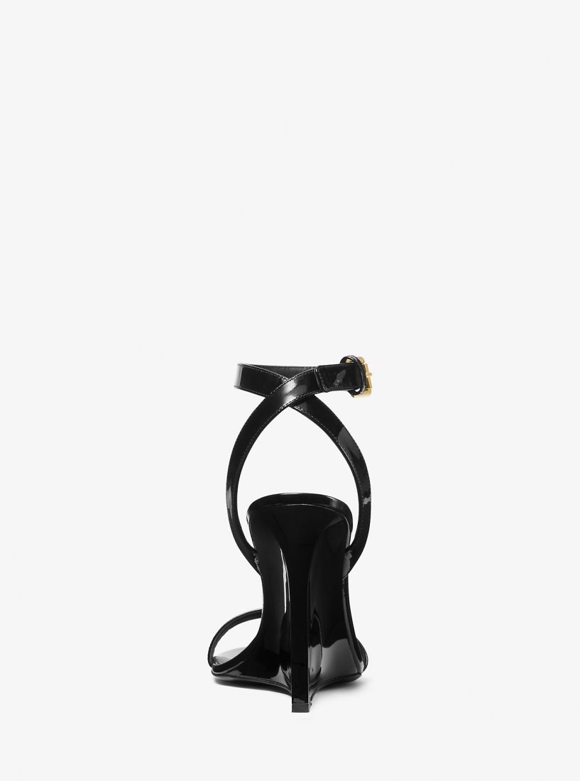 Sandale Michael Kors Claudia Patent Leather Wedge Sandal Femme Noir | 7520QWNVJ