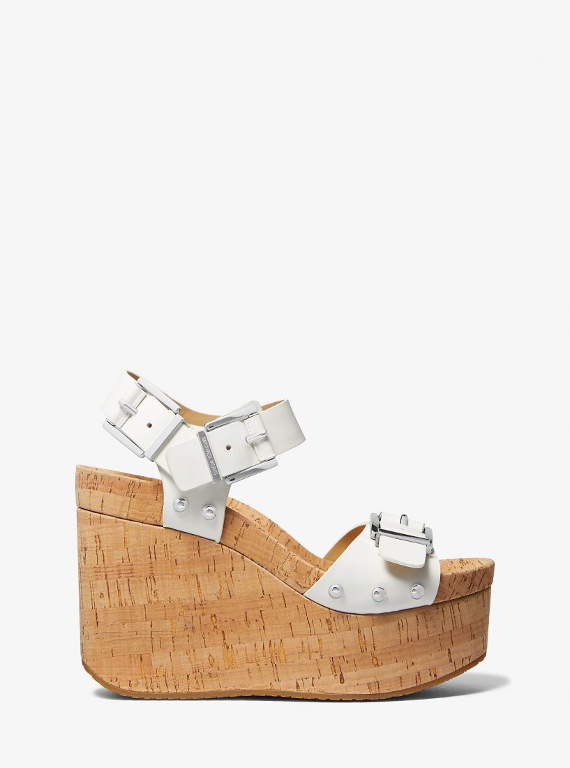 Sandale Michael Kors Colby Leather Wedge Sandal Femme Blanche | 5874MVHXY
