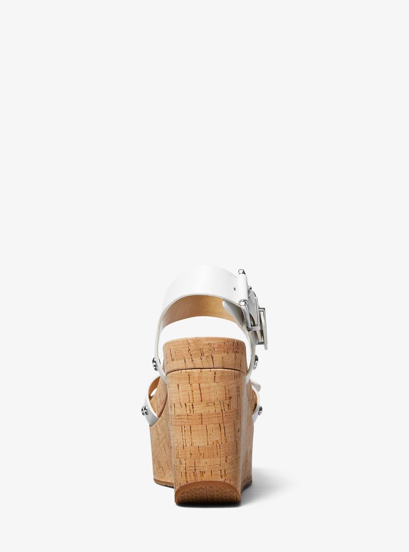 Sandale Michael Kors Colby Leather Wedge Sandal Femme Blanche | 5874MVHXY