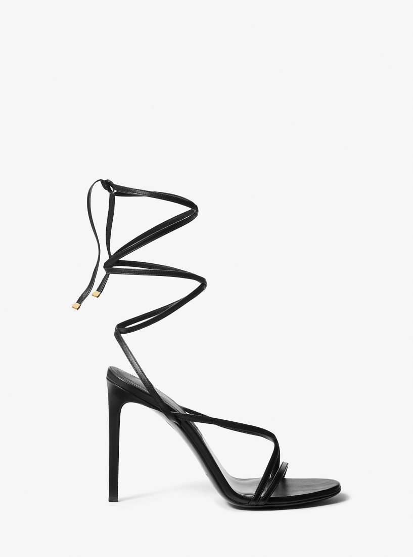 Sandale Michael Kors Dahlia Leather Lace-Up Sandal Femme Noir | 2047ZIKCX