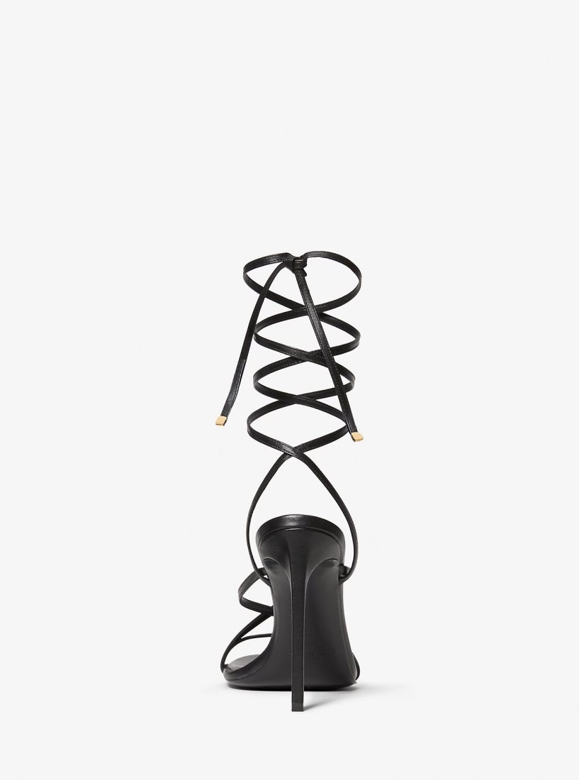 Sandale Michael Kors Dahlia Leather Lace-Up Sandal Femme Noir | 2047ZIKCX