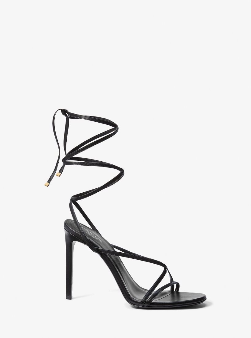 Sandale Michael Kors Dahlia Leather Lace-Up Sandal Femme Noir | 2047ZIKCX