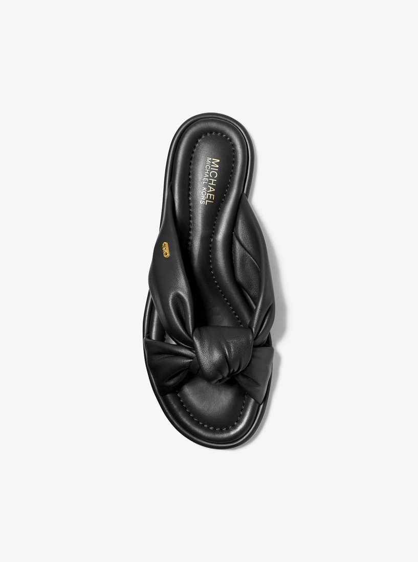Sandale Michael Kors Elena Leather Slide Sandal Femme Noir | 3129TOVCF