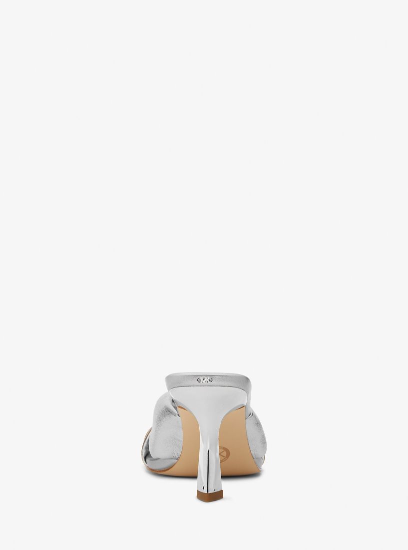 Sandale Michael Kors Elena Metallic Leather Sandal Femme Argent | 2794OWPMN
