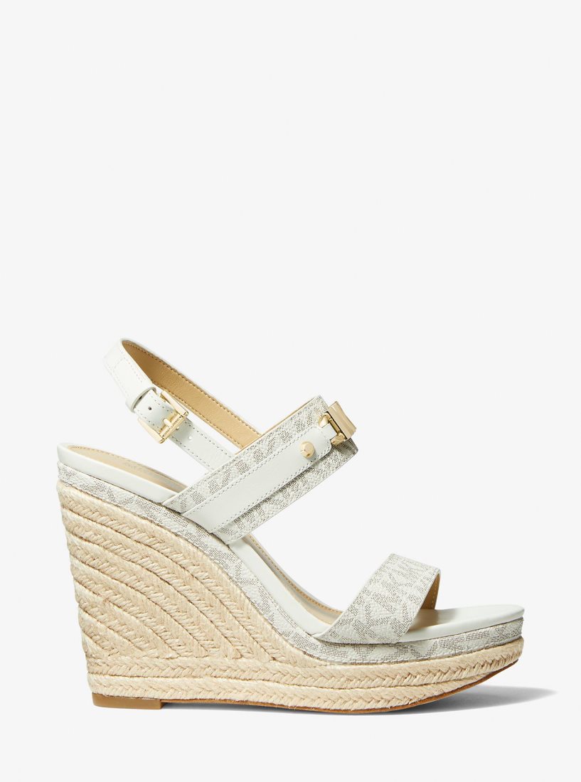 Sandale Michael Kors Farrah Signature Logo Wedge Sandal Femme Jaune Clair | 7201CYGAT