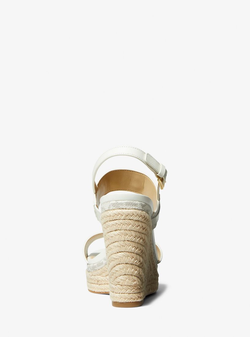 Sandale Michael Kors Farrah Signature Logo Wedge Sandal Femme Jaune Clair | 7201CYGAT