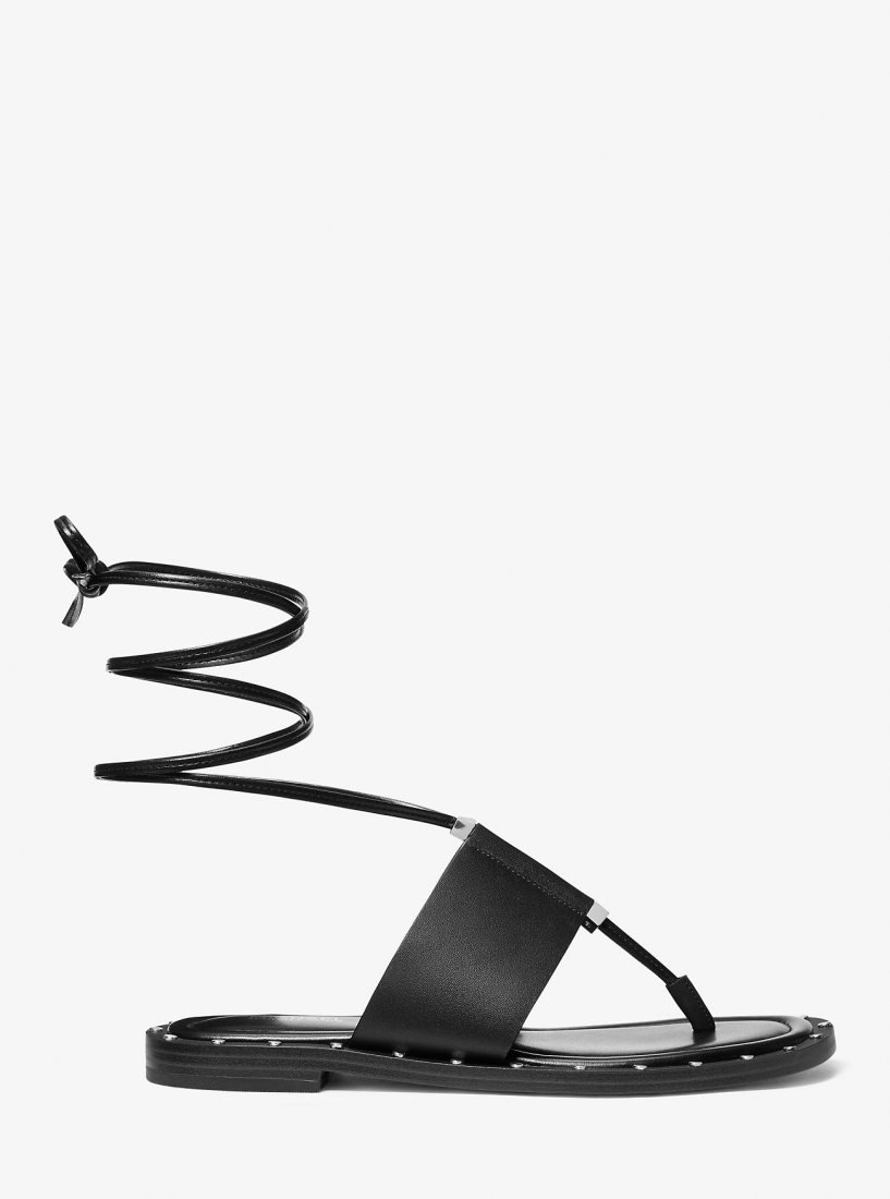 Sandale Michael Kors Jagger Leather Lace-Up Sandal Femme Noir | 9134OQBSE