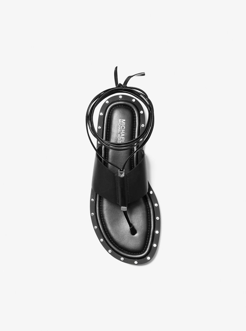 Sandale Michael Kors Jagger Leather Lace-Up Sandal Femme Noir | 9134OQBSE