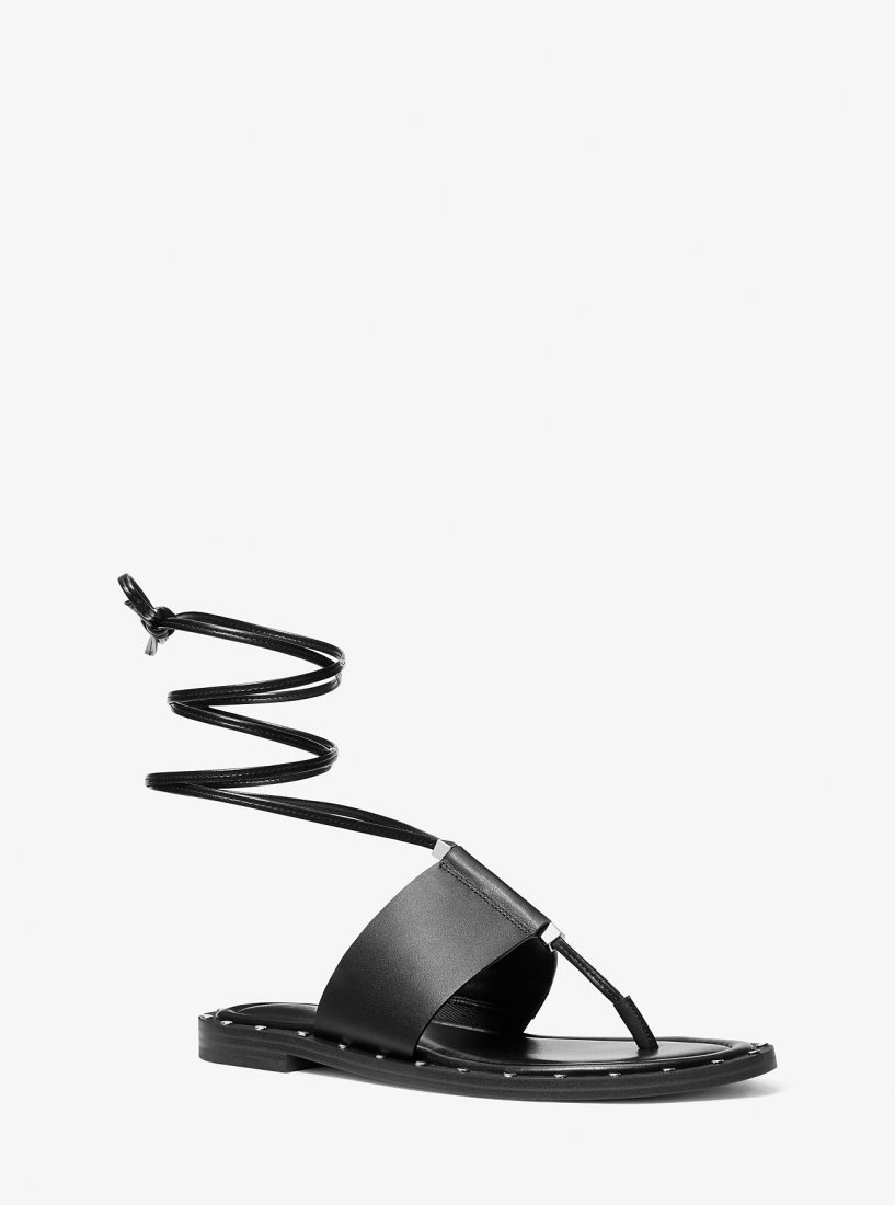 Sandale Michael Kors Jagger Leather Lace-Up Sandal Femme Noir | 9134OQBSE