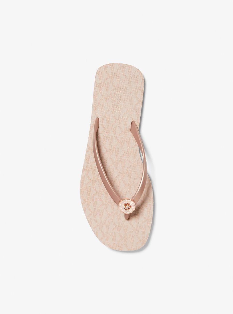 Sandale Michael Kors Jinx Logo Flip Flop Femme Rosegld/Bllt | 9142JIPYS