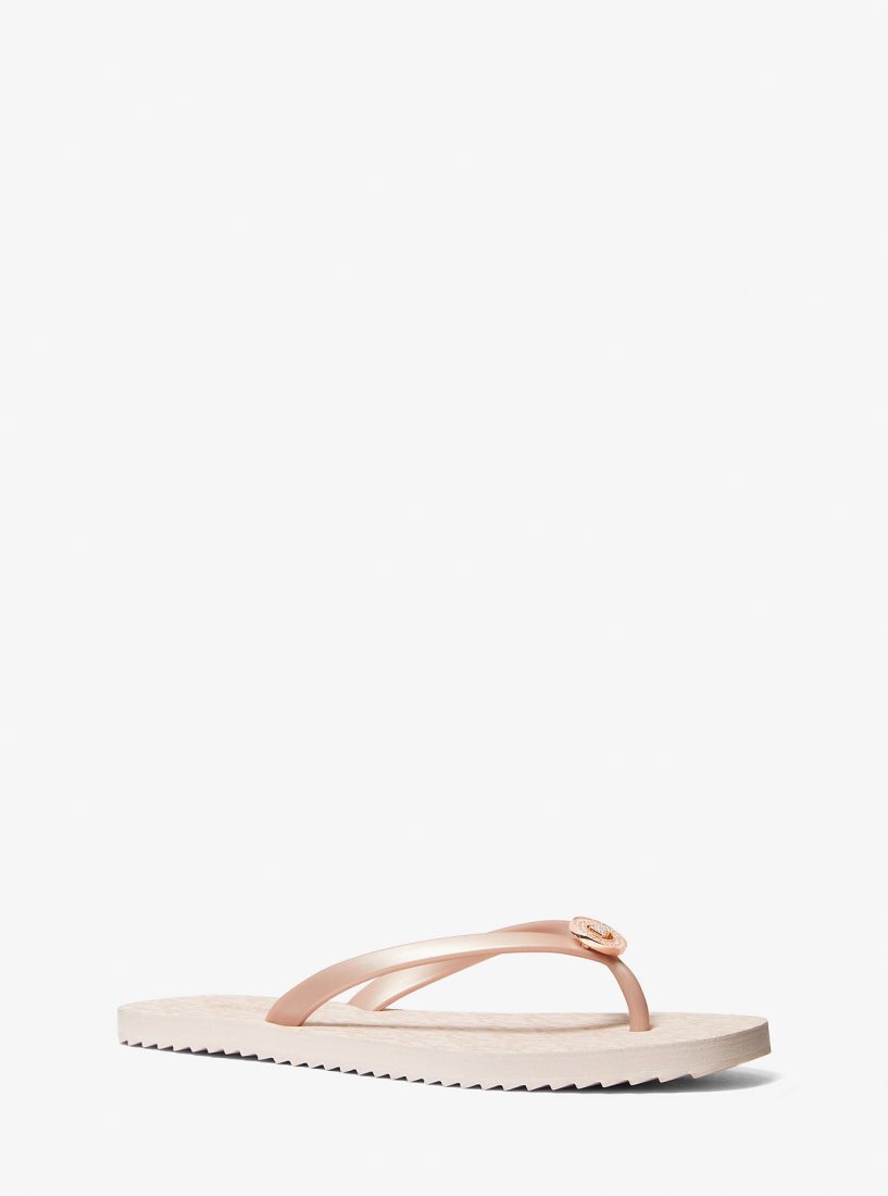 Sandale Michael Kors Jinx Logo Flip Flop Femme Rosegld/Bllt | 9142JIPYS