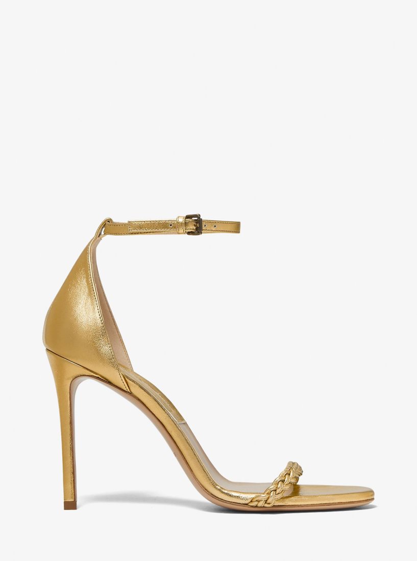 Sandale Michael Kors Joslyn Metallic Leather Sandal Femme Antique Brass | 7532AYEXM