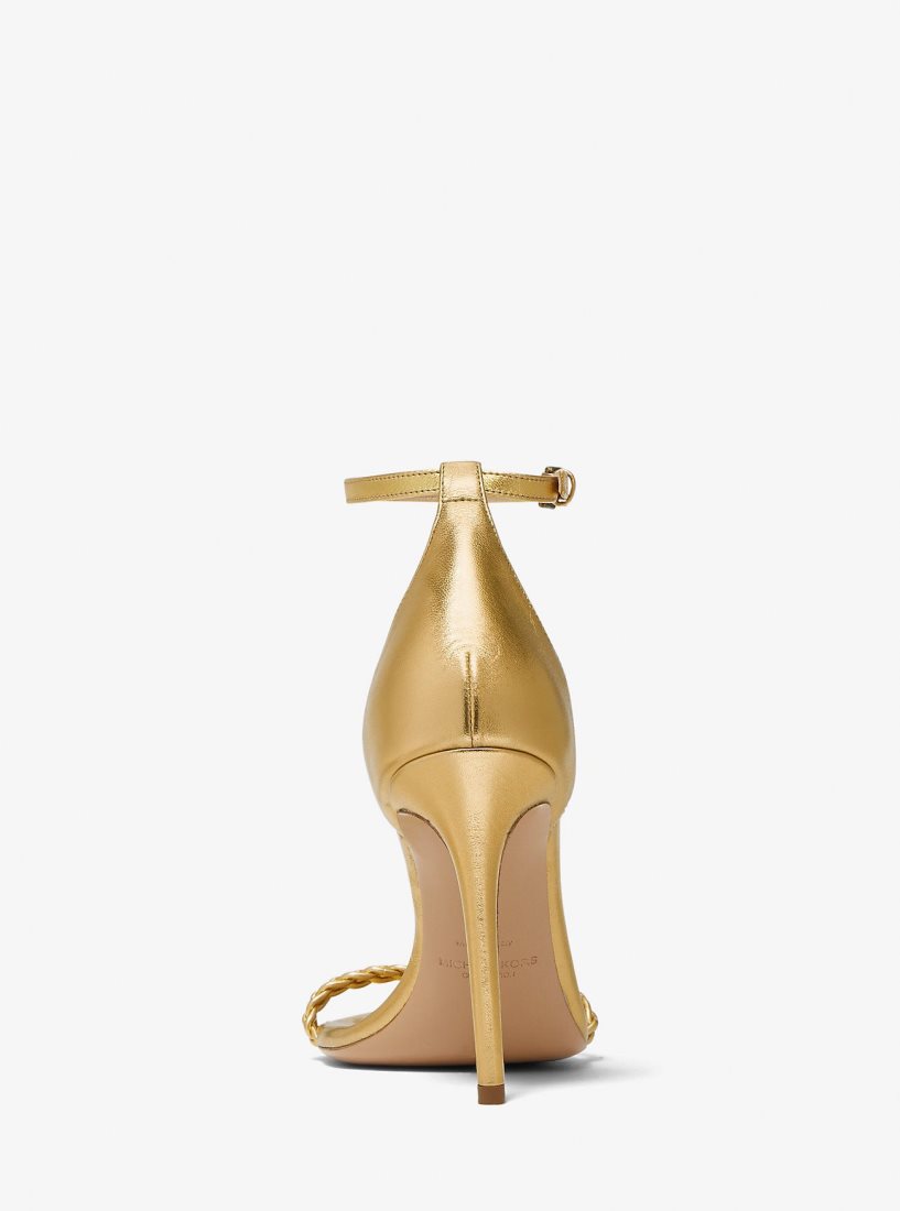 Sandale Michael Kors Joslyn Metallic Leather Sandal Femme Antique Brass | 7532AYEXM