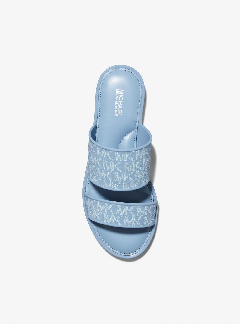 Sandale Michael Kors Kennedy Logo PVC Slide Sandal Femme Chambray | 1723TEOPK