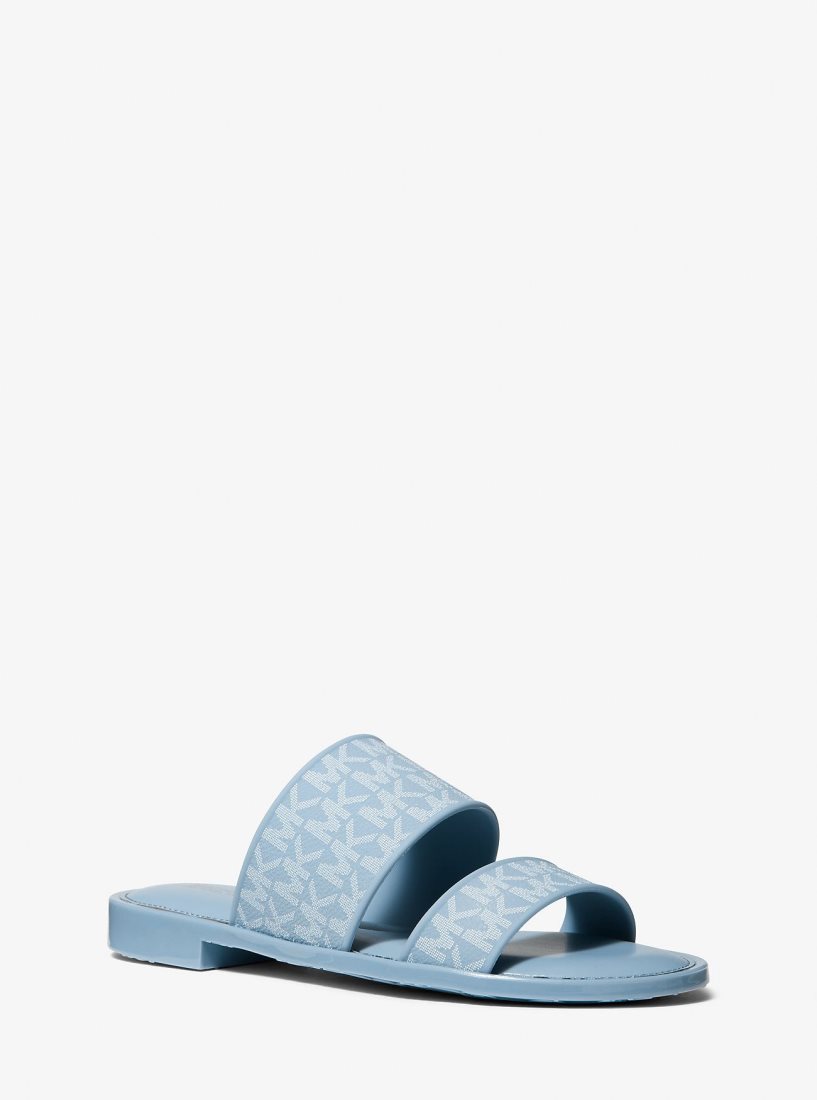 Sandale Michael Kors Kennedy Logo PVC Slide Sandal Femme Chambray | 1723TEOPK