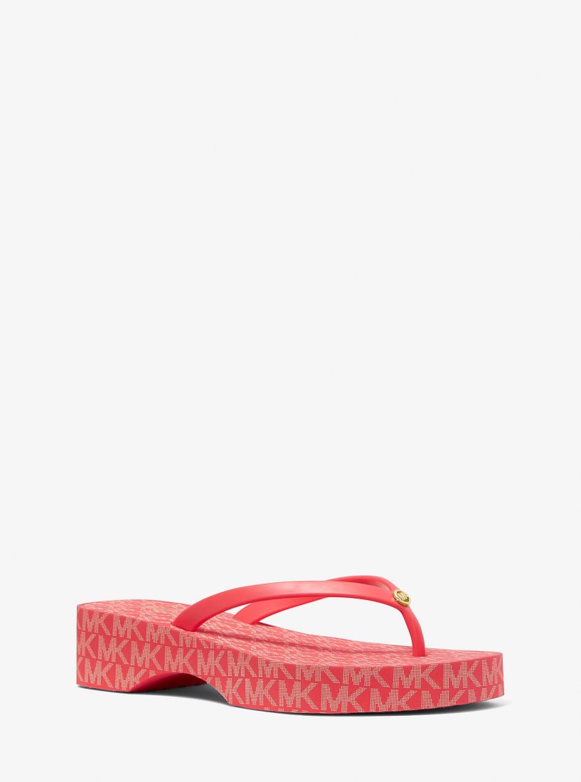 Sandale Michael Kors Lilo Logo PVC Platform Flip Flop Femme Dahlia | 0945MDLXA