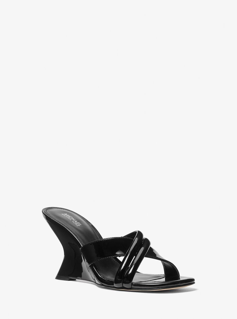 Sandale Michael Kors Nadina Patent Leather Mule Femme Noir | 3892YOAXV
