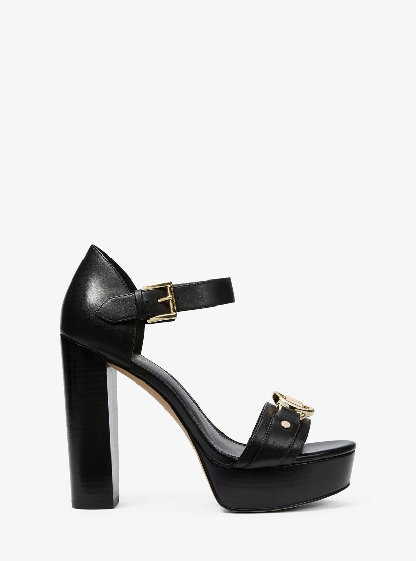Sandale Michael Kors Rory Leather Platform Sandal Femme Noir | 4270LYGQP