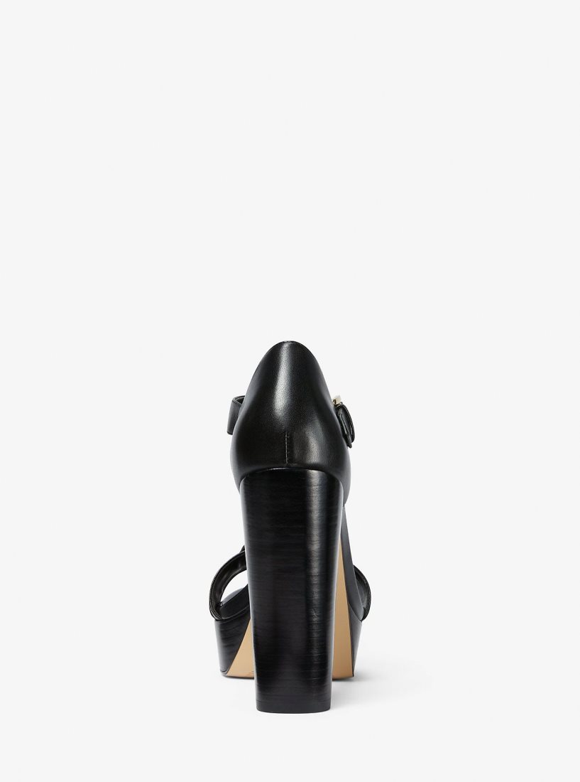 Sandale Michael Kors Rory Leather Platform Sandal Femme Noir | 4270LYGQP