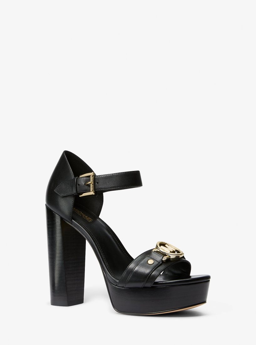 Sandale Michael Kors Rory Leather Platform Sandal Femme Noir | 4270LYGQP