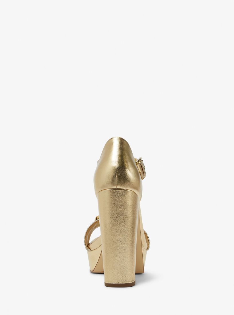 Sandale Michael Kors Rory Metallic Leather and Signature Logo Platform Sandal Femme Doré | 2304QVDAO
