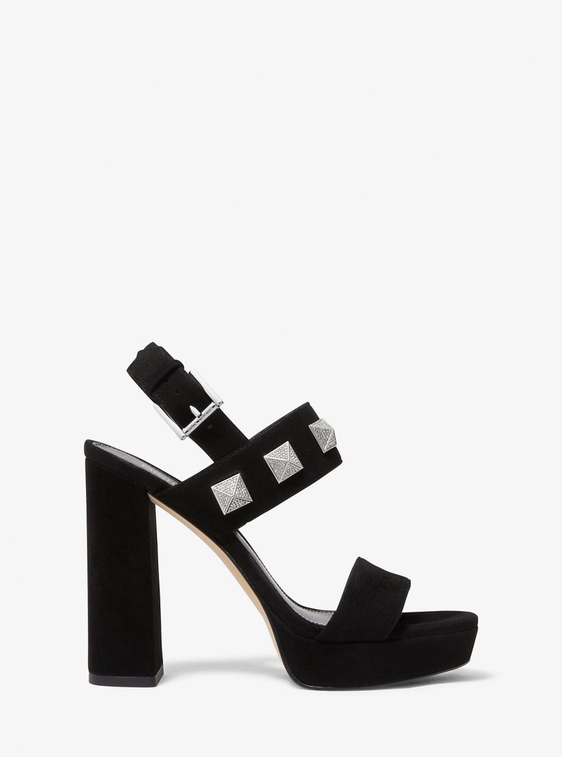 Sandale Michael Kors Wren Studded Suede Platform Sandal Femme Noir | 9045NESCJ