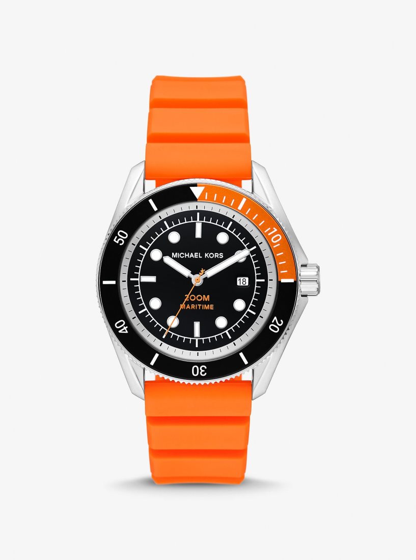 Silicone Michael Kors Oversized Maritime Silicone Watch Homme Orange | 0816VWPQU