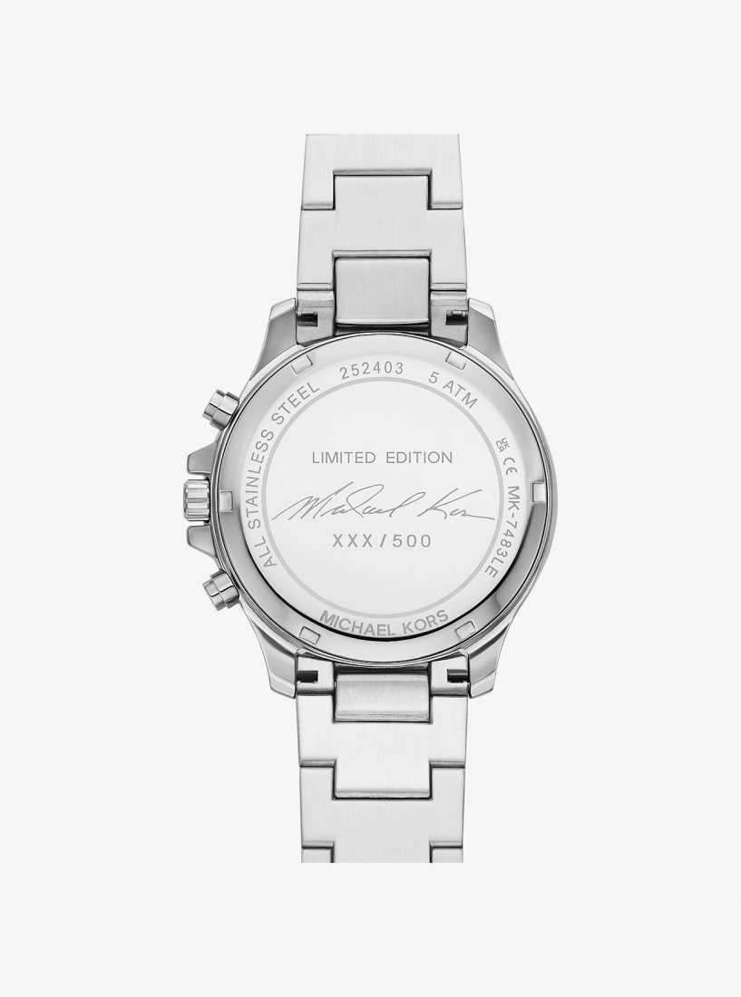 Silver-tone Michael Kors Limited-Edition Oversized Sage Pave Silver-Tone Watch Femme Argent | 1594BEWDI