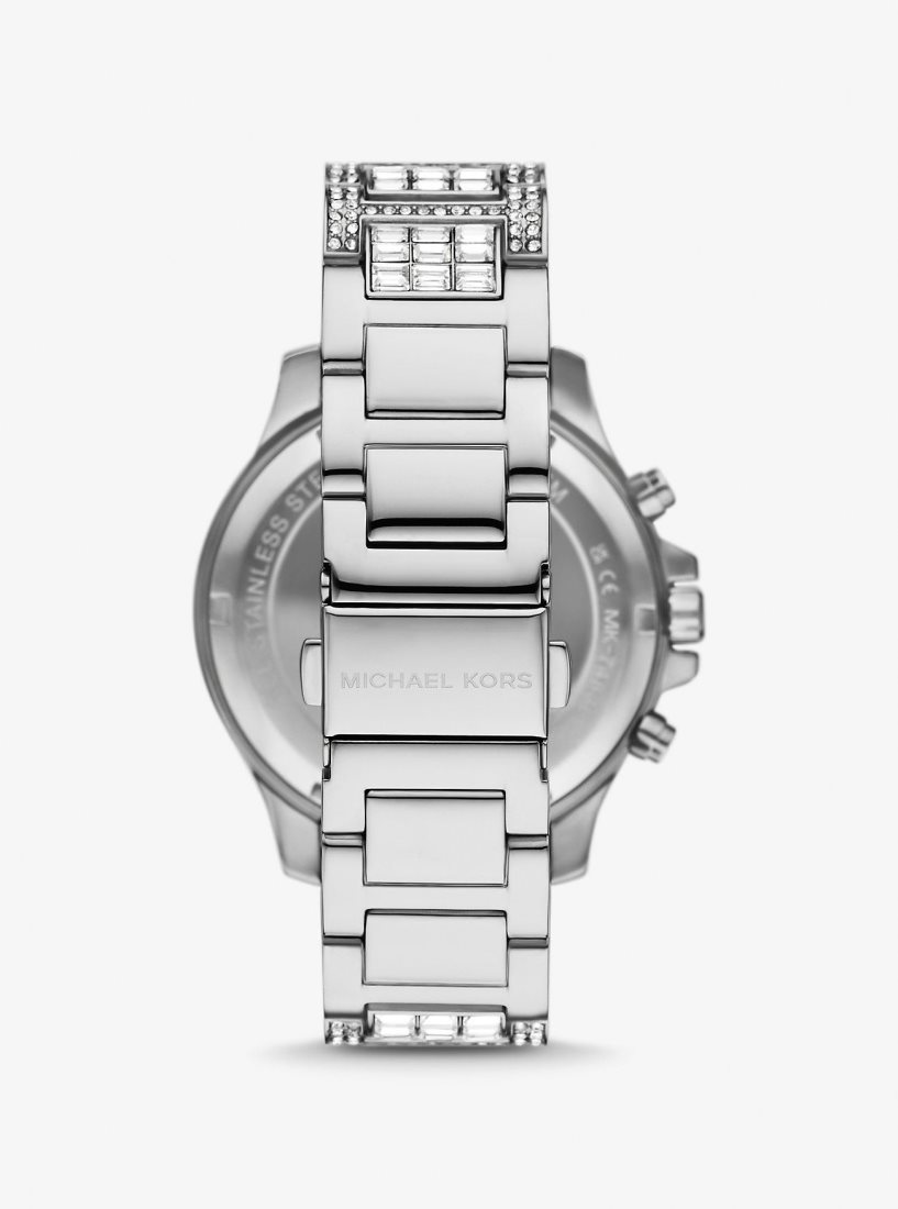 Silver-tone Michael Kors Limited-Edition Oversized Sage Pave Silver-Tone Watch Femme Argent | 1594BEWDI