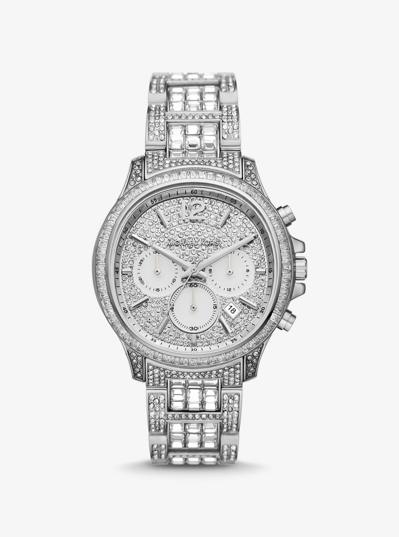 Silver-tone Michael Kors Limited-Edition Oversized Sage Pave Silver-Tone Watch Femme Argent | 1594BEWDI