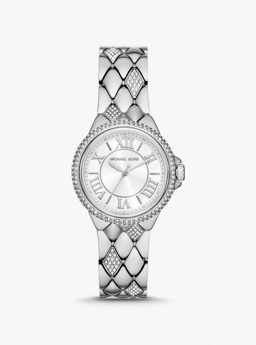 Silver-tone Michael Kors Mini Camille Pave Silver-Tone Watch Femme Argent | 0674GUSQY