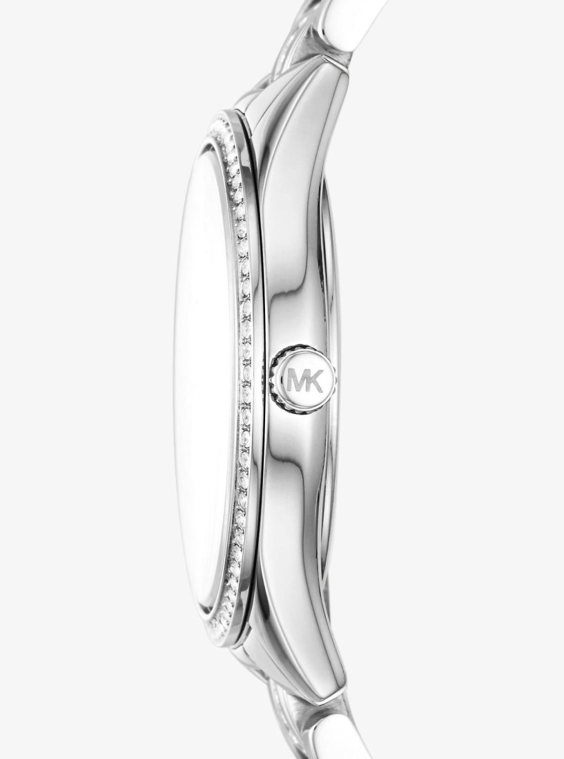 Silver-tone Michael Kors Mini Lauryn Pave Silver-Tone Watch Femme Argent | 3972DWPJB