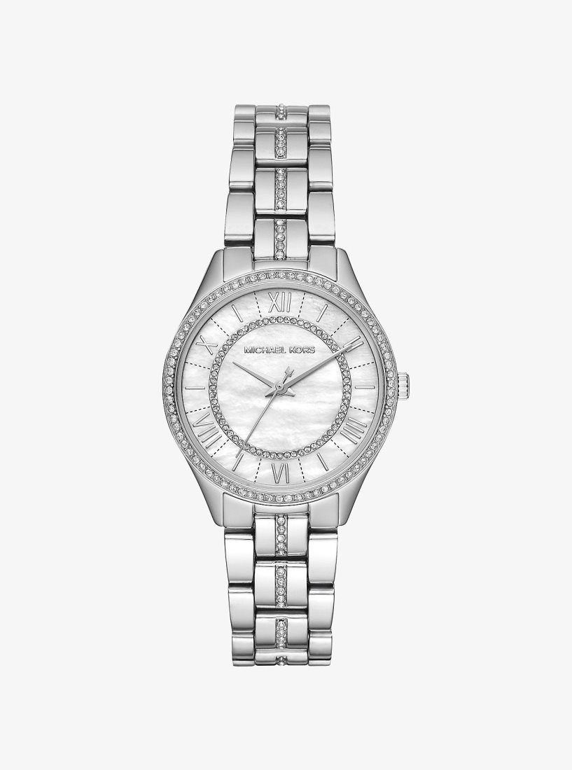 Silver-tone Michael Kors Mini Lauryn Pave Silver-Tone Watch Femme Argent | 3972DWPJB