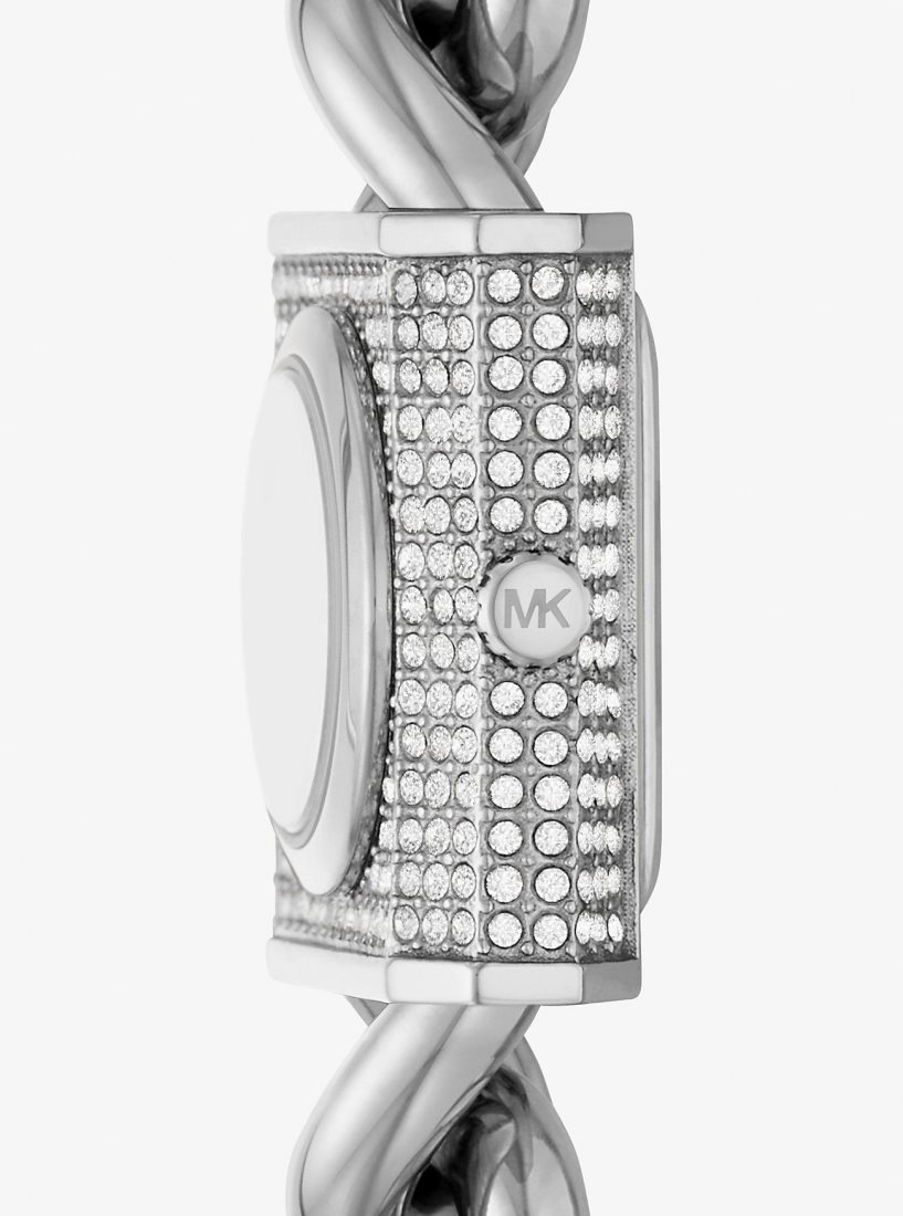 Silver-tone Michael Kors Mini Lock Pave Silver-Tone Chain Watch Femme Argent | 6423WSUDC