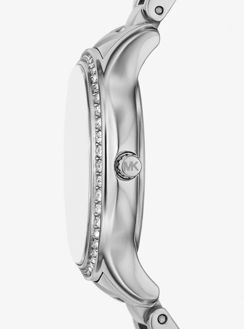 Silver-tone Michael Kors Mini Sage Pave Silver-Tone Watch Femme Argent | 9238ENLOJ