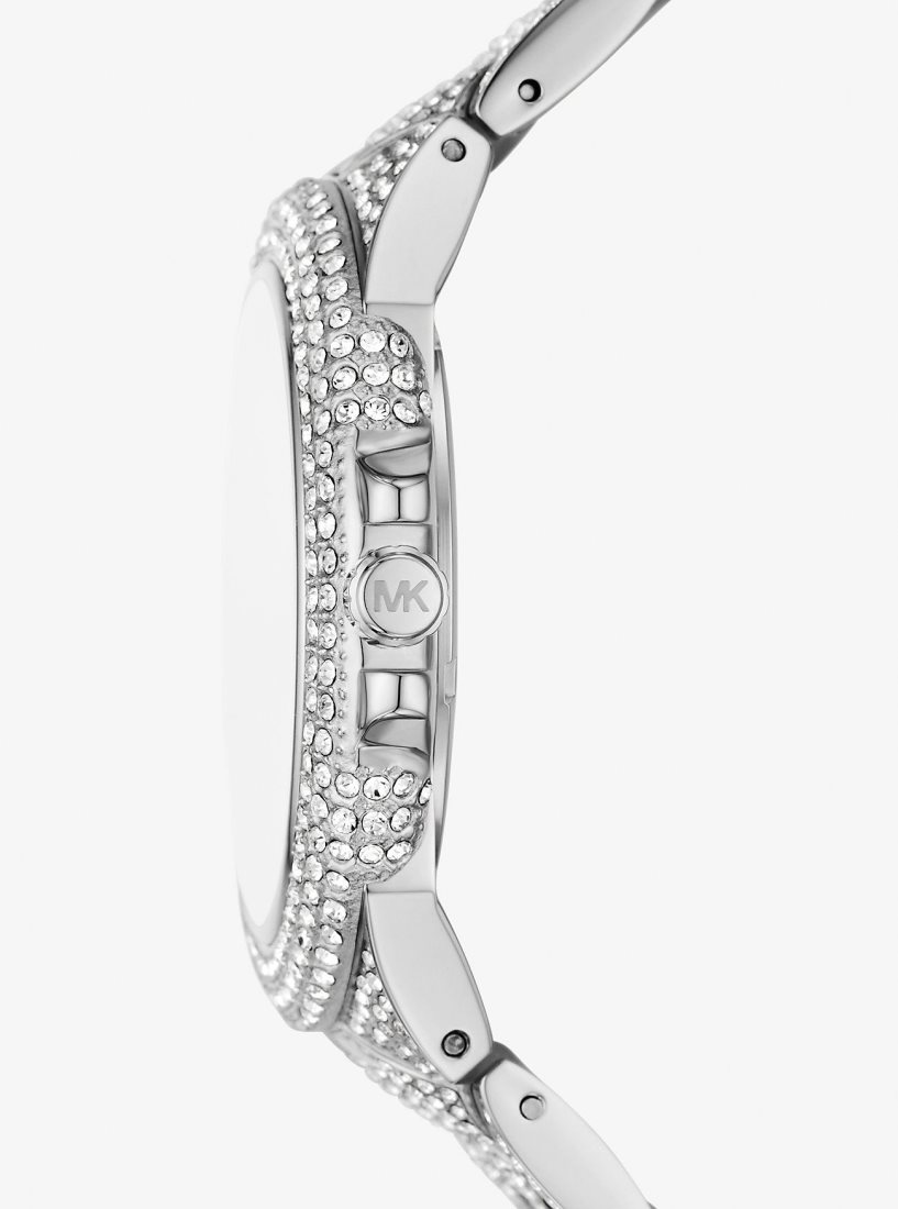 Silver-tone Michael Kors Oversized Camille Pave Silver-Tone Watch Femme Argent | 9418USLAC