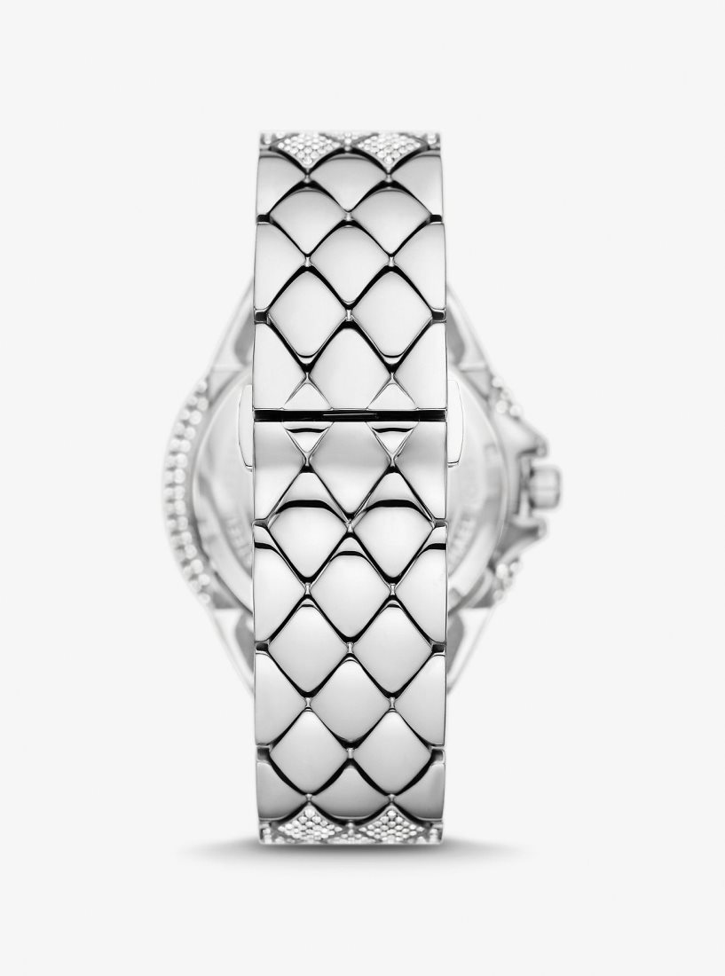 Silver-tone Michael Kors Oversized Camille Pave Silver-Tone Watch Femme Argent | 9418USLAC