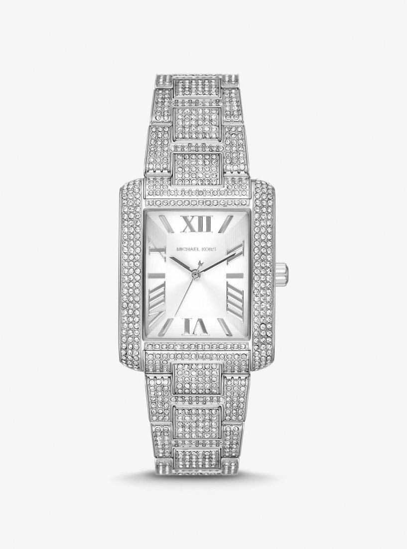 Silver-tone Michael Kors Oversized Emery Pave Silver-Tone Watch Femme Argent | 6175TSHJX