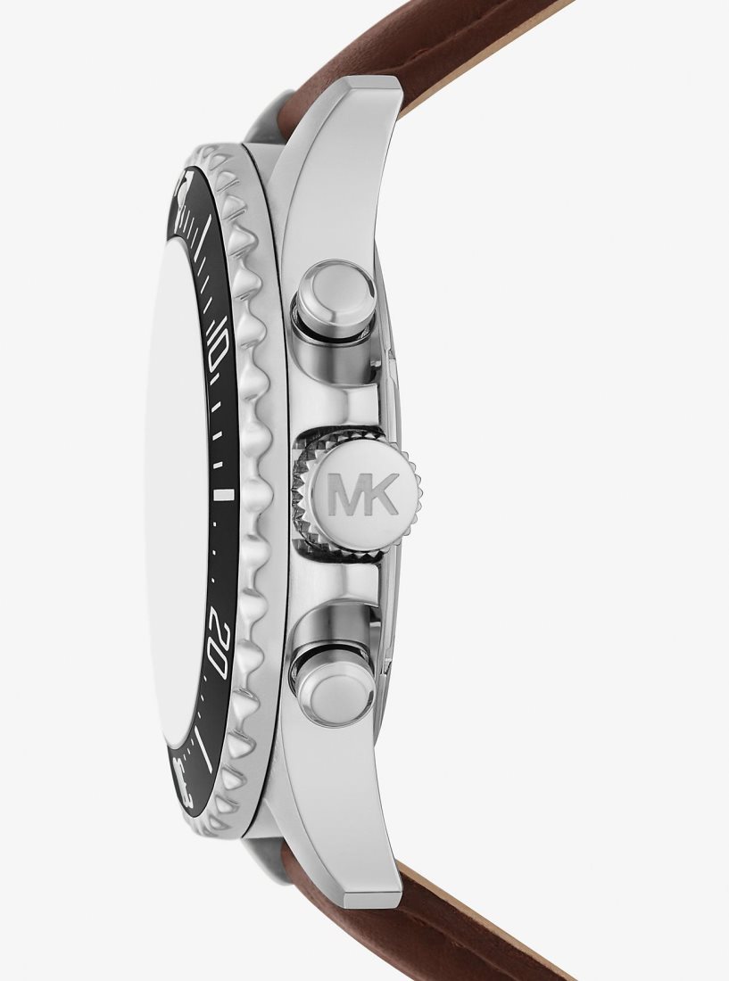 Silver-tone Michael Kors Oversized Everest Silver-Tone and Leather Watch Femme Argent | 9574VLYGI