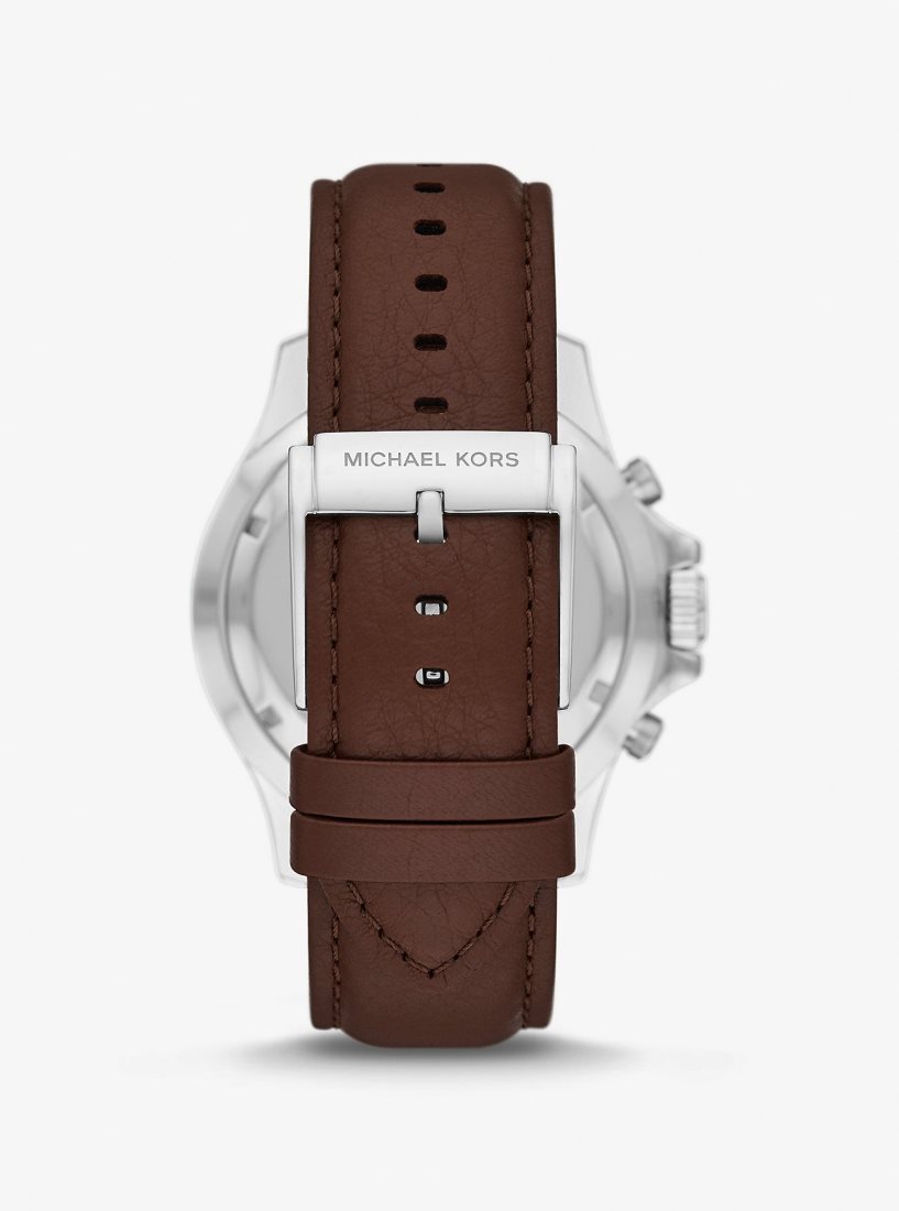 Silver-tone Michael Kors Oversized Everest Silver-Tone and Leather Watch Femme Argent | 9574VLYGI